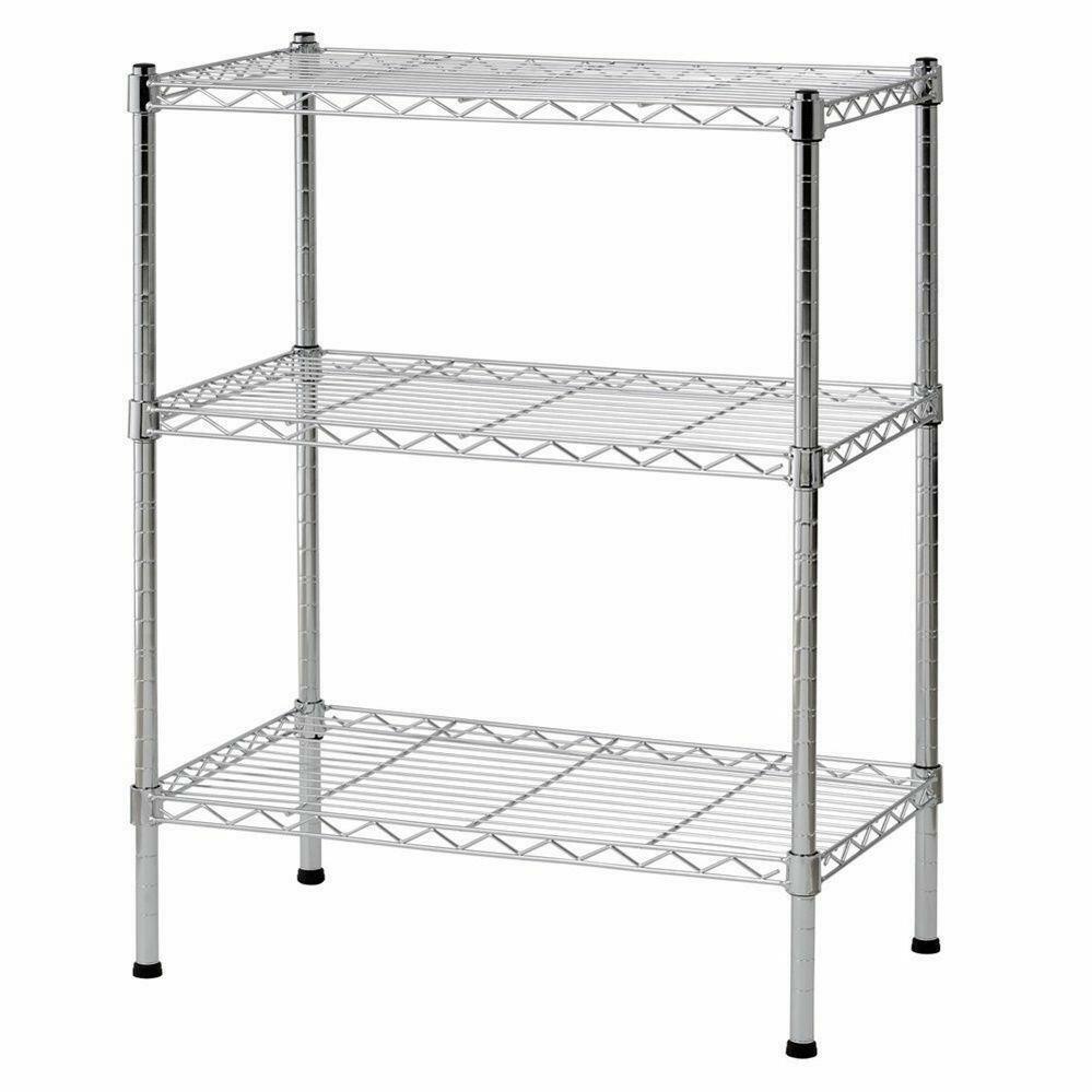 3 Tier Wire Shelving Rack Shelf Garage Storage Organizer Home Kitchen 18x8x18''