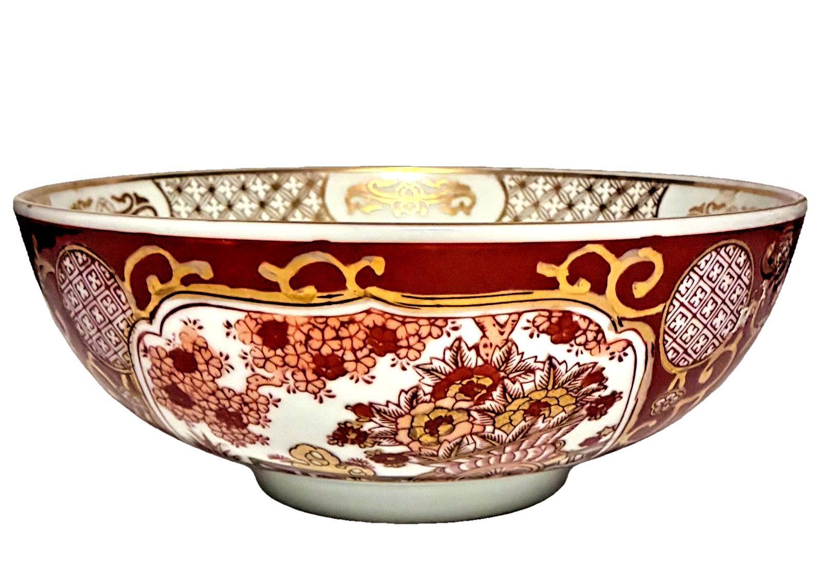 Vintage Japanese Hand Painted Gold Imari Floral Rickshaw 8.5\