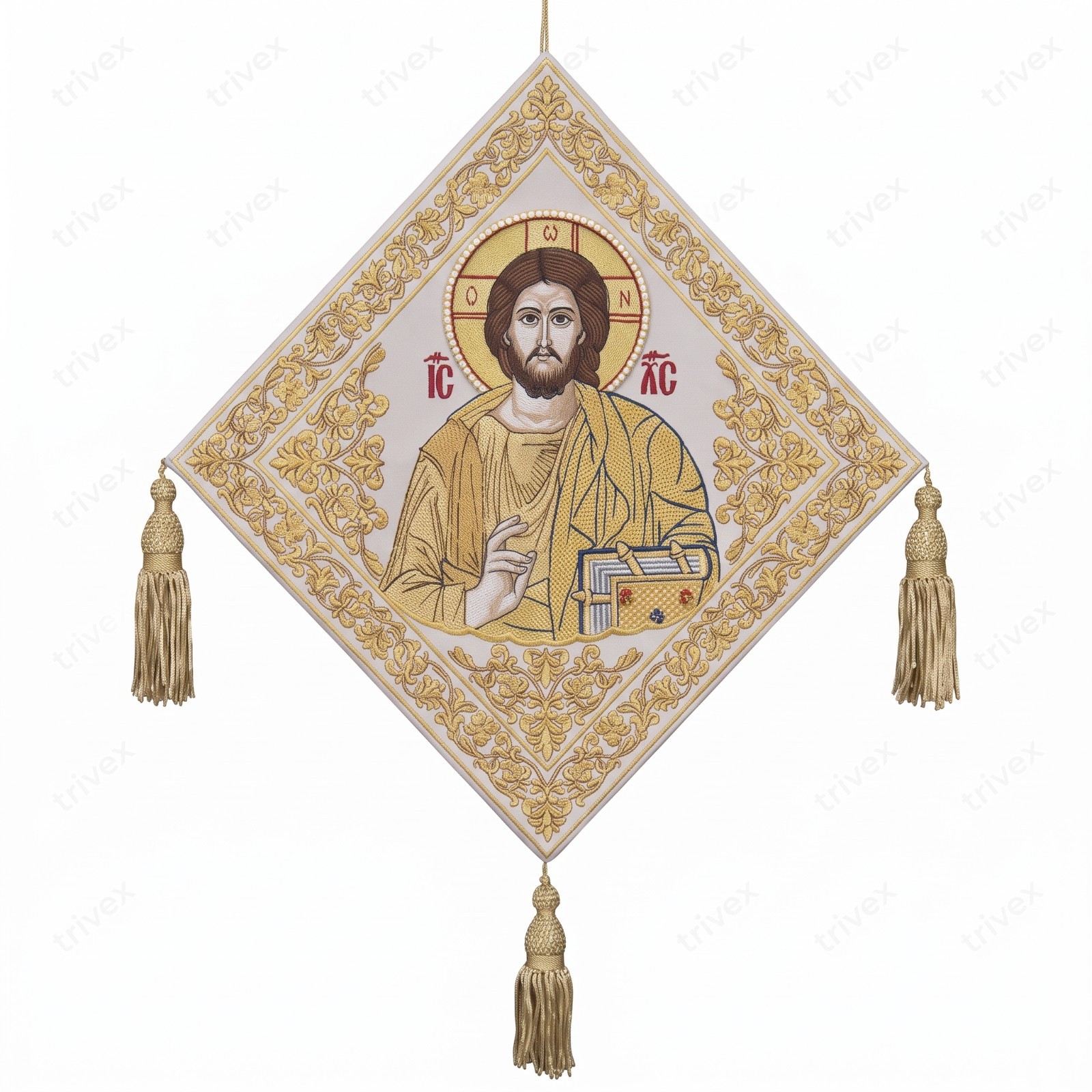 Embroidered Orthodox Epigonation Vestment Jesus Christ Pantocrator Palitza