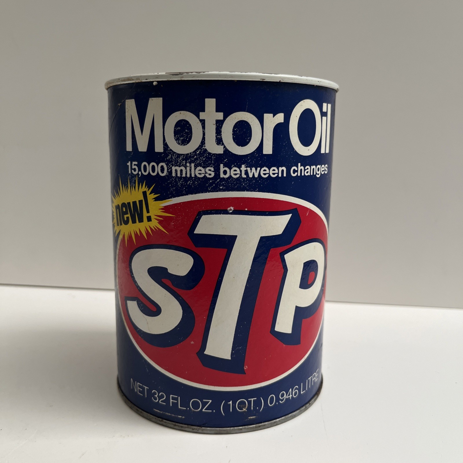 Vintage 1976 STP Motor Oil Can Paper & Metal SAE 10W-20W-50 FULL Vintage 1976 STP Motor Oil Can Paper & Metal SAE 10W-20W-50 FULL