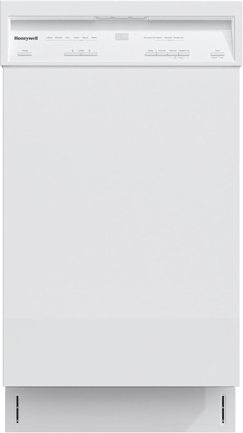 Honeywell 18 Inch Dishwasher with 8 Place settings, 6 Washing Programs, White