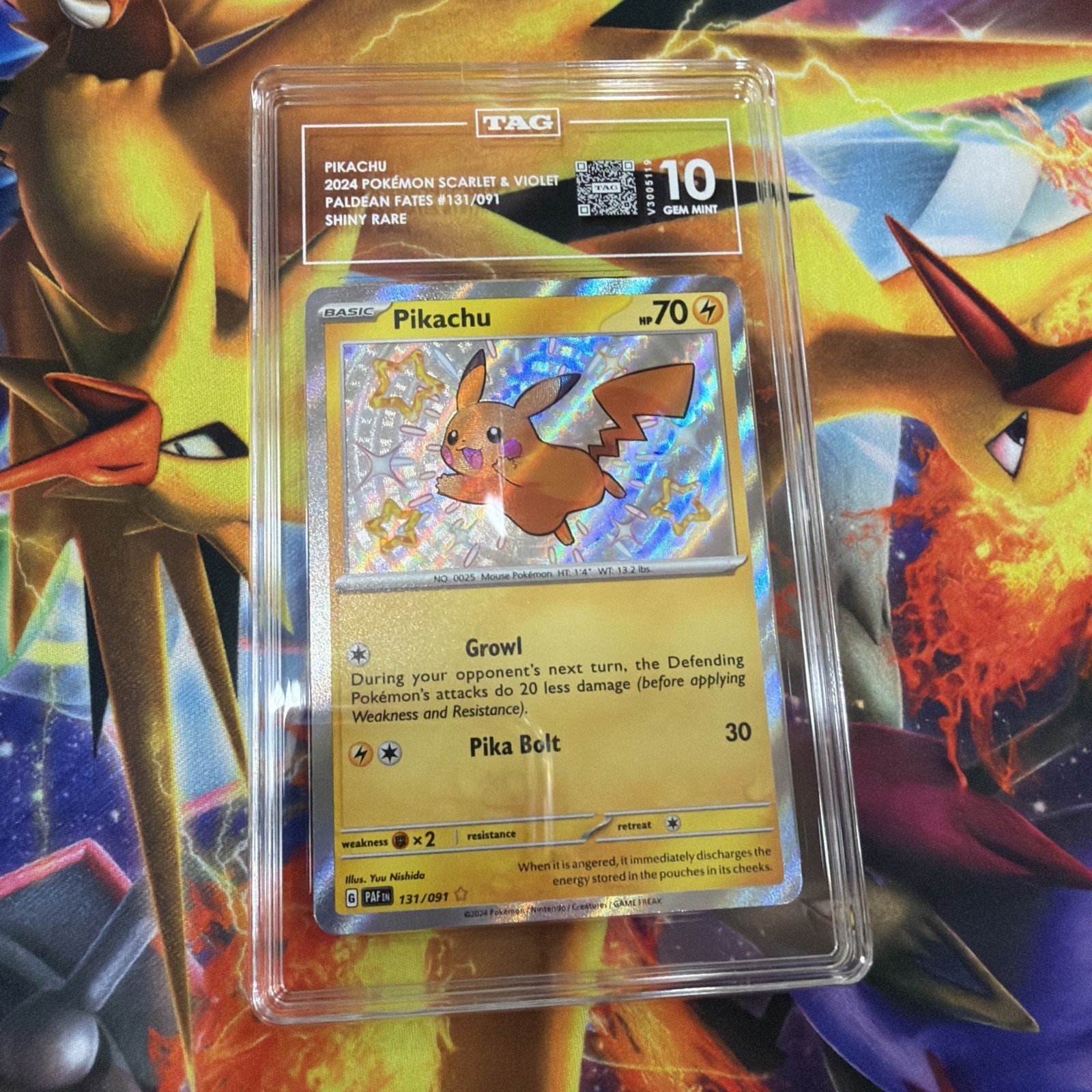 Pokemon Paldean Fates PIKACHU 131/091 Shiny Rare TAG 10 Pokemon Paldean Fates PIKACHU 131/091 Shiny Rare TAG 10