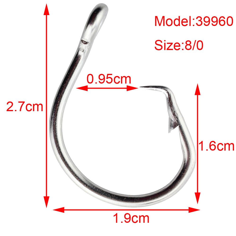 50/100PCS Stainless Steel Tuna Circle Hook Big Game Sea Fishing Hook 8/0-14/0
