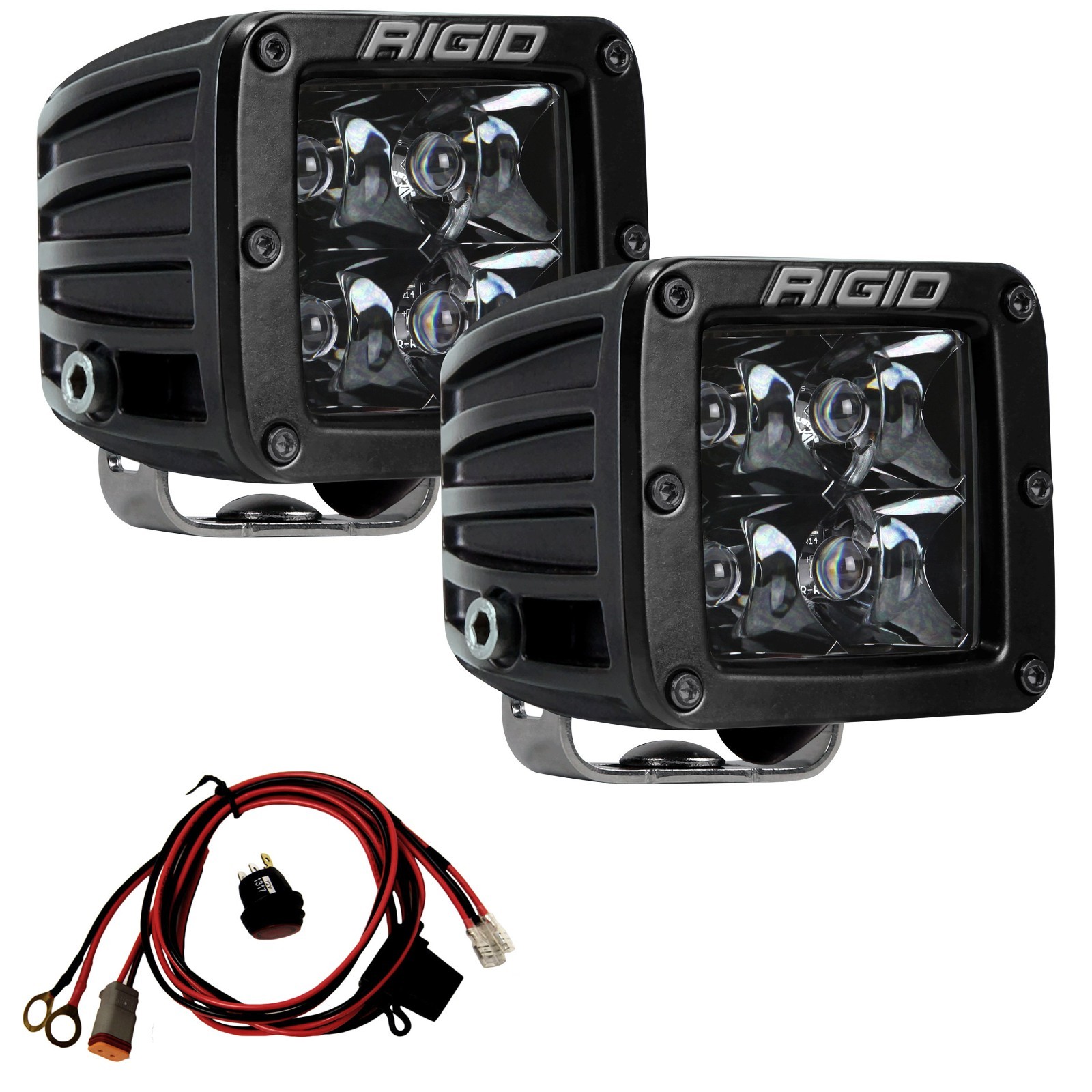 Rigid 202213BLK D-Series PRO Midnight LED Lights Black Spot | Pair | Surface