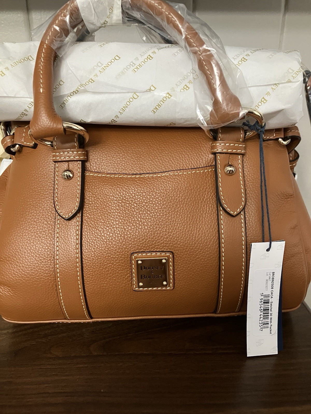 Dooney Bourke Satchel 30 With Pocket In Caramel NWT
