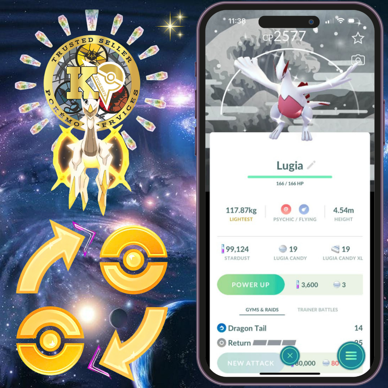 P.T.CentraI —TRADE GO— Shiny Lugia—Background Silver—Go Tour Kalos 2026—Digital
