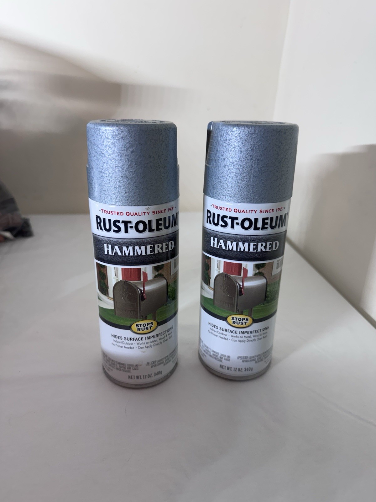 2X Rustoleum Hammered Light Blue 7212 spray paint- 1 Full, 1 50% Full 2X Rustoleum Hammered Light Blue 7212 spray paint- 1 Full, 1 50% Full