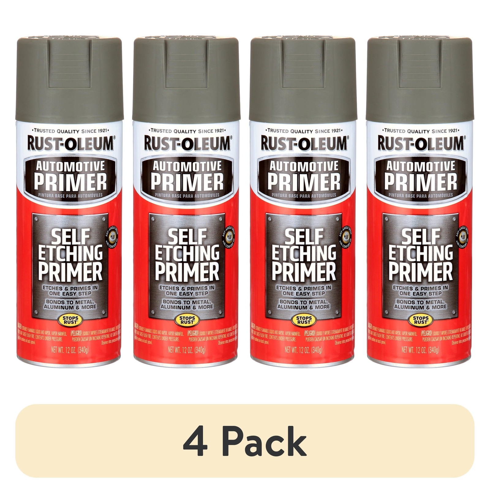 (4 pack) Rust-Oleum Automotive Self Etching Primer Spray, Dark Green, 12 oz (4 pack) Rust-Oleum Automotive Self Etching Primer Spray, Dark Green, 12 oz