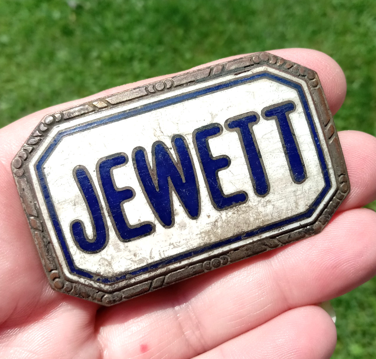 Original 1920\'s 1922-1926 JEWETT Radiator Grille Badge Emblem Porcelain Enamel Original 1920\'s 1922-1926 JEWETT Radiator Grille Badge Emblem Porcelain Enamel