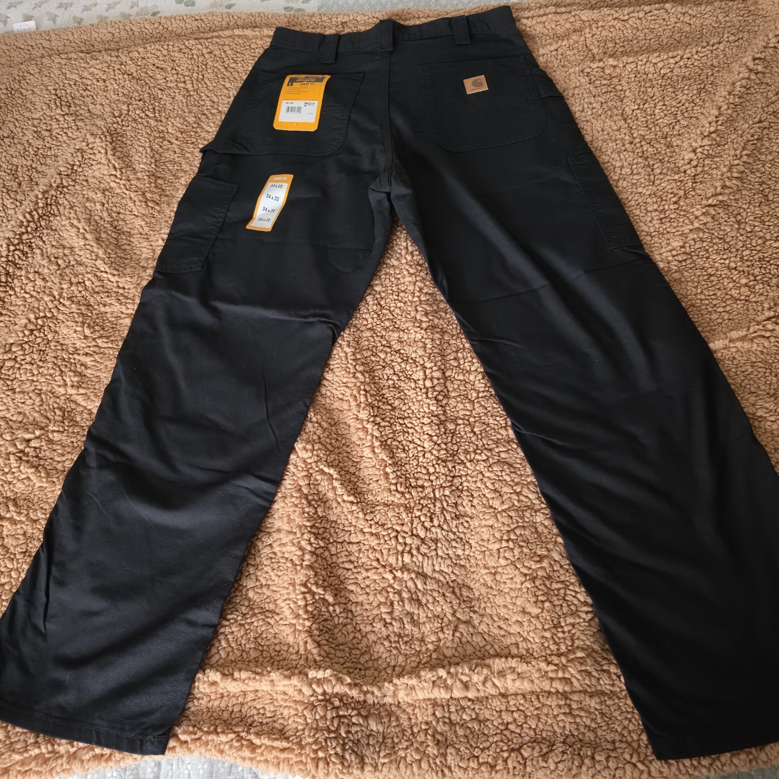Carhartt Pants Mens 34x30 NWT Black Loose Fit Canvas Utility Work Carpenter...