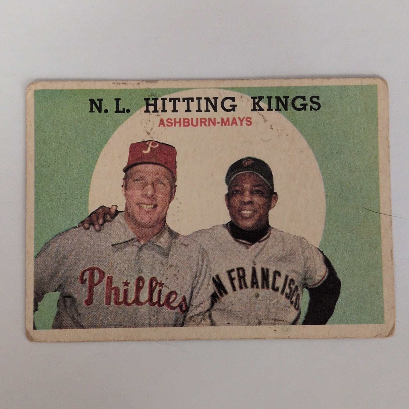 WILLIE MAYS RICHIE ASHBURN 1959 Topps Trading Card #317 HITTING KINGS WILLIE MAYS RICHIE ASHBURN 1959 Topps Trading Card #317 HITTING KINGS