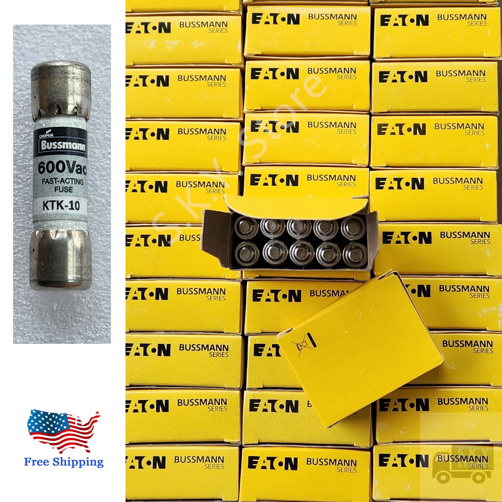 Lot of 10 NEW Bussmann FAST-ACTING Fuse KTK-10, 600Vac, NIB, KTK10, Fast Ship Lot of 10 NEW Bussmann FAST-ACTING Fuse KTK-10, 600Vac, NIB, KTK10, Fast Ship