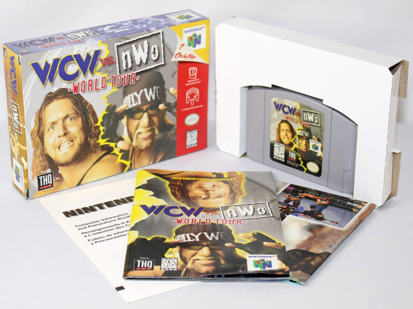 WCW vs. NWO: World Tour N64 Complete CIB Very Good Condition w/ RARE POSTER