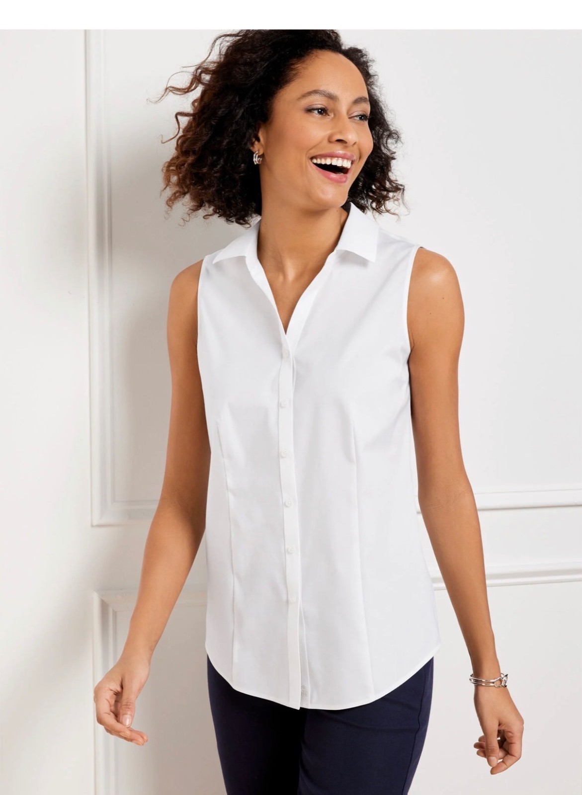 Talbots White Sleeveless Blouse
