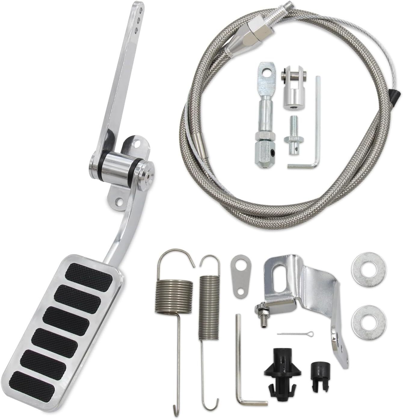 Universal Polished Aluminum Throttle Pedal with 6 Non-Slip Rubber