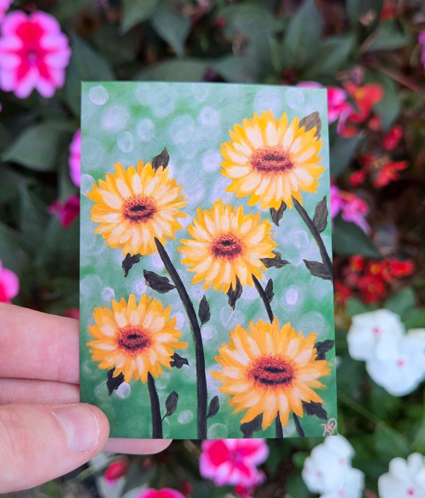 ACEO Art Card Print Floral Flower Miniature Art Print, Art By Kacie