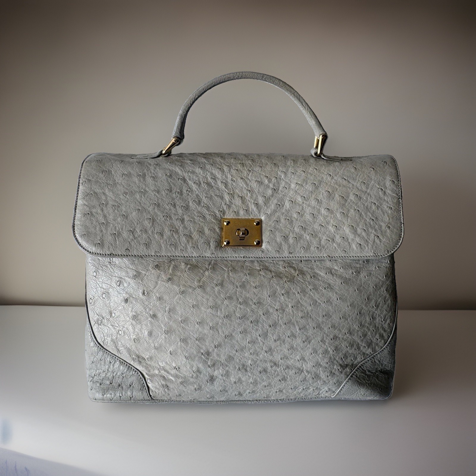 Authentic Bally Leather Vintage Hand bag White From Japan 01336