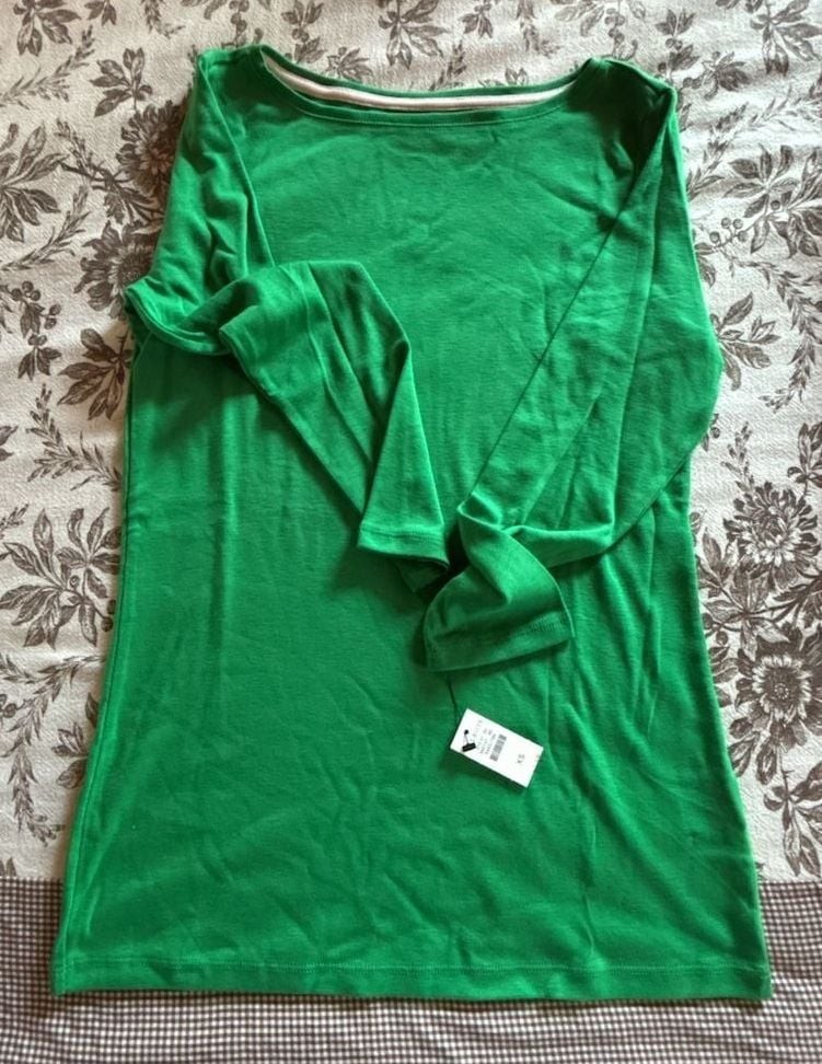 Talbots The Talbots Tee Size XS Green Pima Cotton 3/4 Sleeve Top