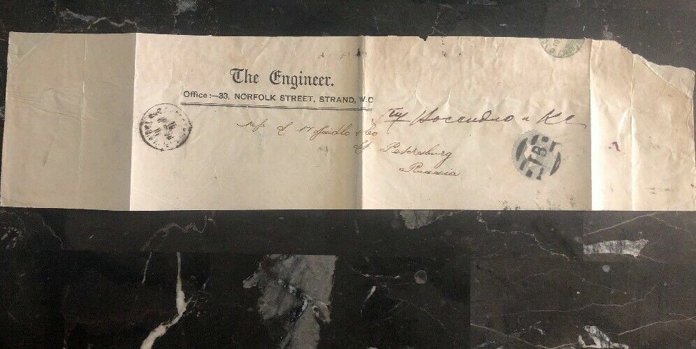 1898 London England Newspaper Wrapper Cover To St Petersburg Russia 1898 London England Newspaper Wrapper Cover To St Petersburg Russia