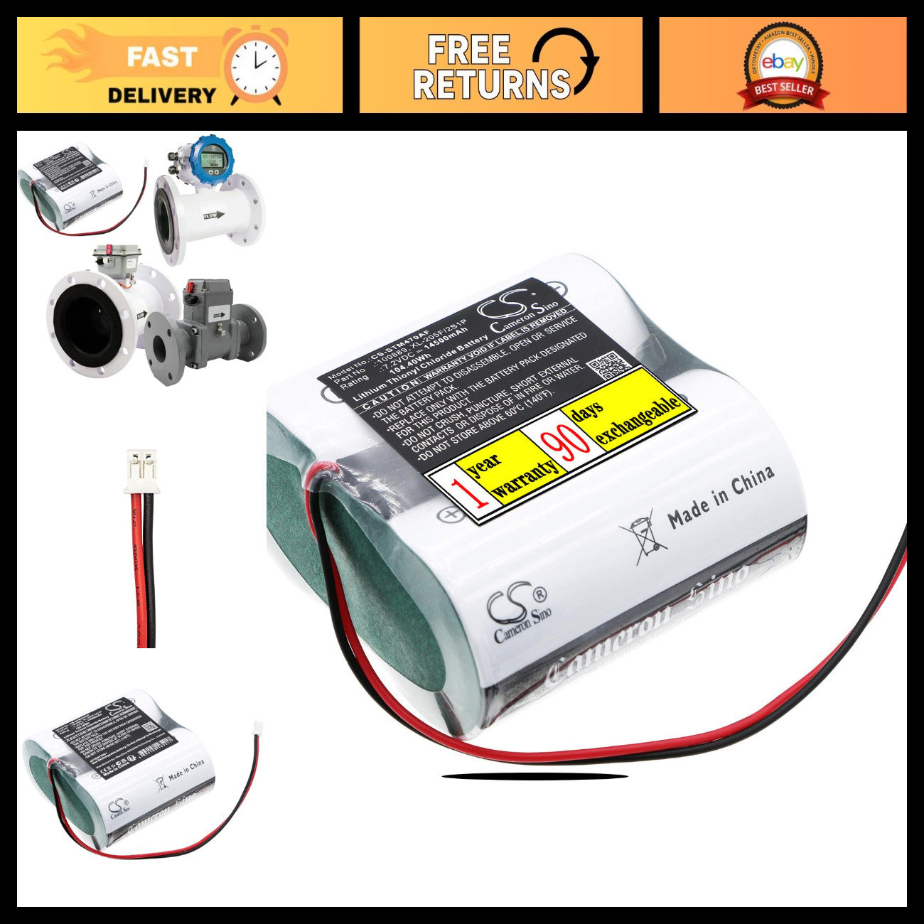 High-Capacity 19500mAh Replacement Battery for Seametrics Flow Meters 7.2V