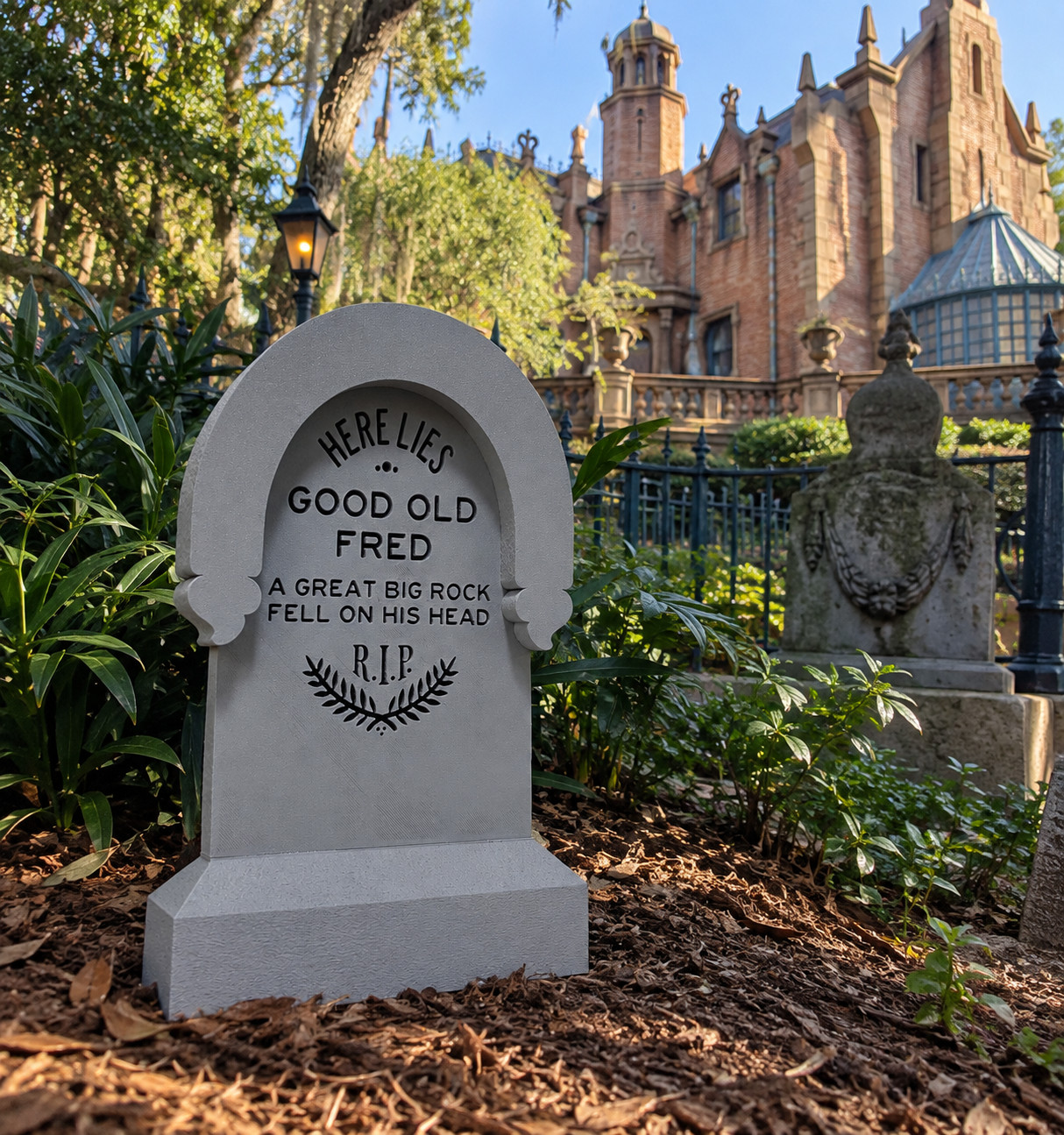 Good Old Fred Tombstone Disney Haunted Mansion 3D Printed Grave Marker Prop Sign