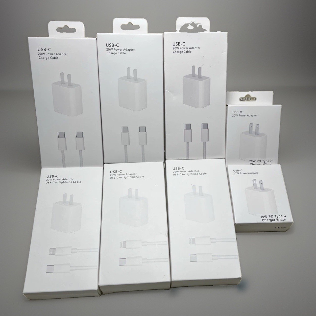 Lots Of 8  USB-C Fast Charger —Wall Adapter +Cable (8 C Adapter )+ 6Mix Cable