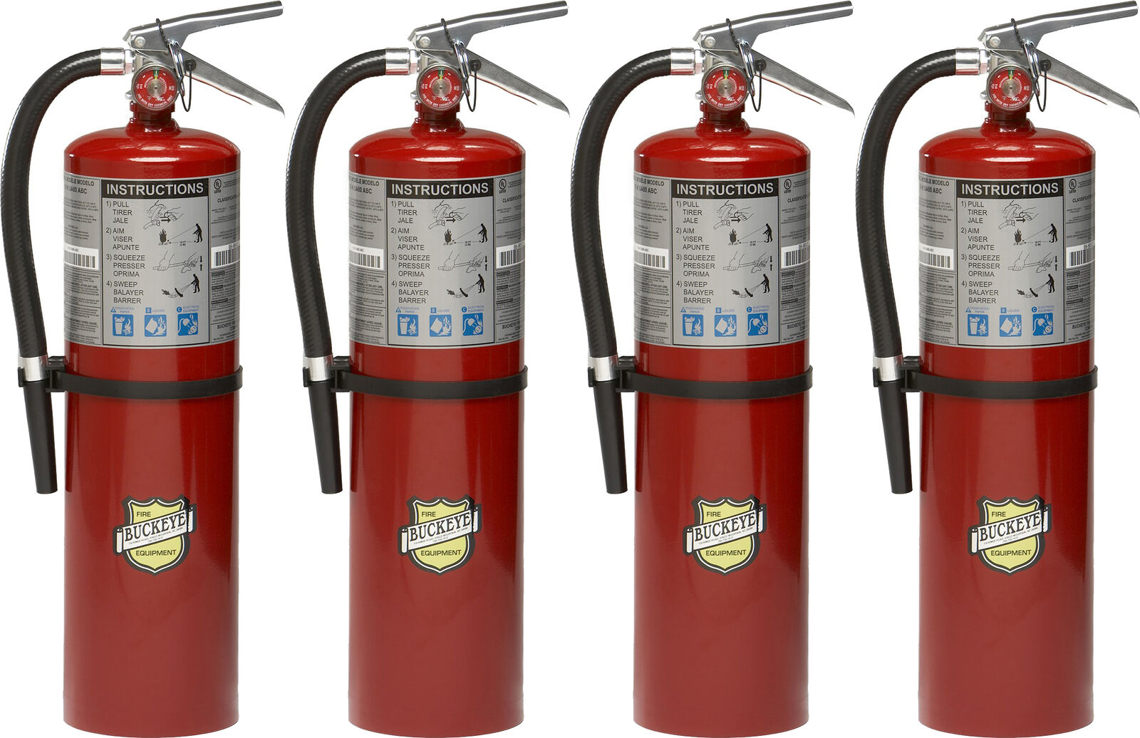 Pack of 4 Buckeye 11340 ABC Multipurpose Dry Chemical Hand Held Fire Extinguishe