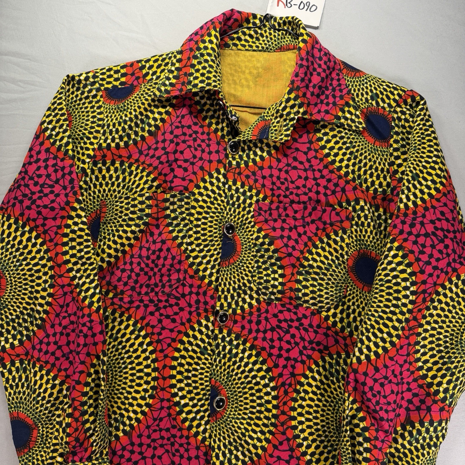 True Vintage 50s Shirt Mens Medium Button Up Crazy Ornate Geometric Disco Party True Vintage 50s Shirt Mens Medium Button Up Crazy Ornate Geometric Disco Party