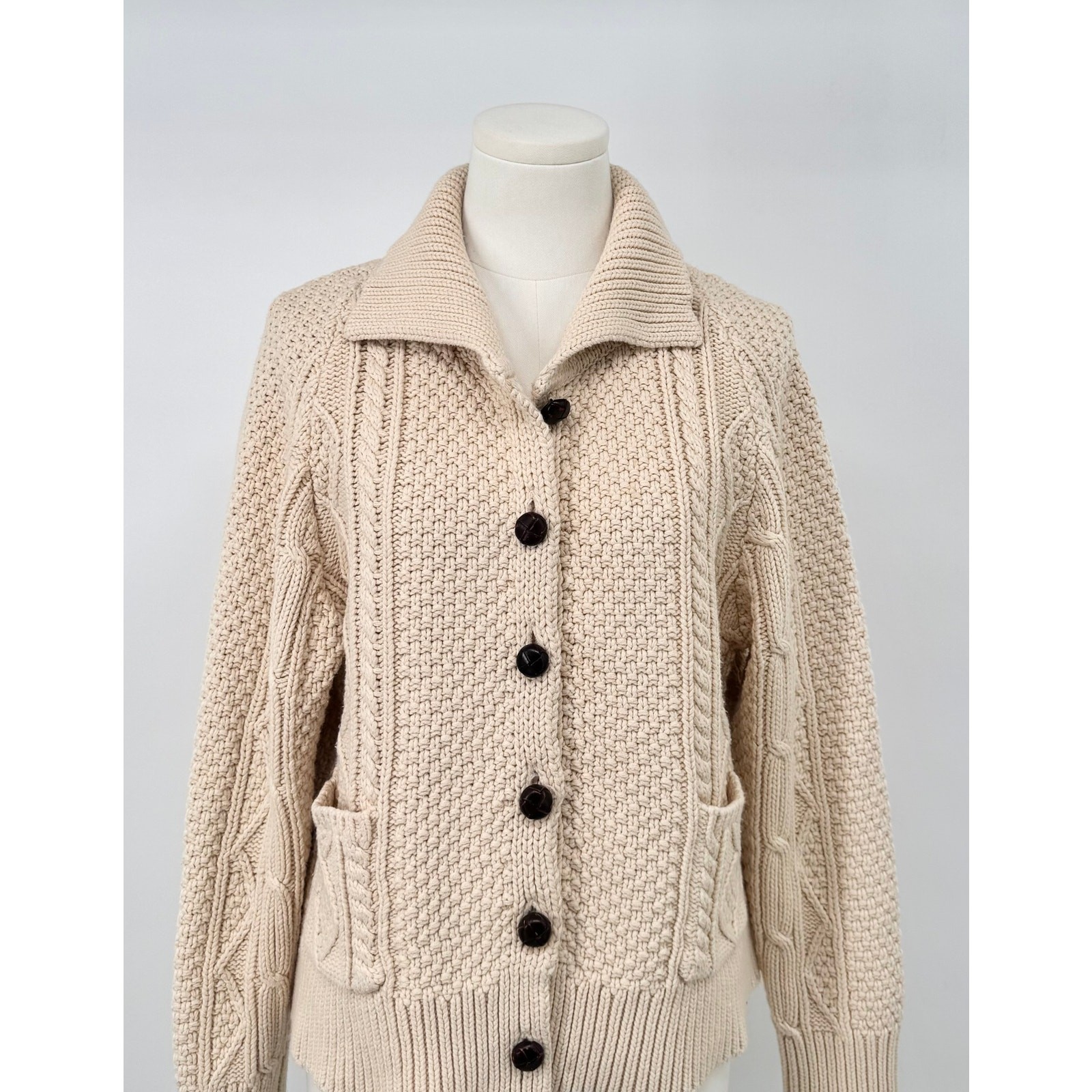 The Great Cotton Lodge Cardigan Sweater Cableknit Sweater Jacket 2 M The Great Cotton Lodge Cardigan Sweater Cableknit Sweater Jacket 2 M