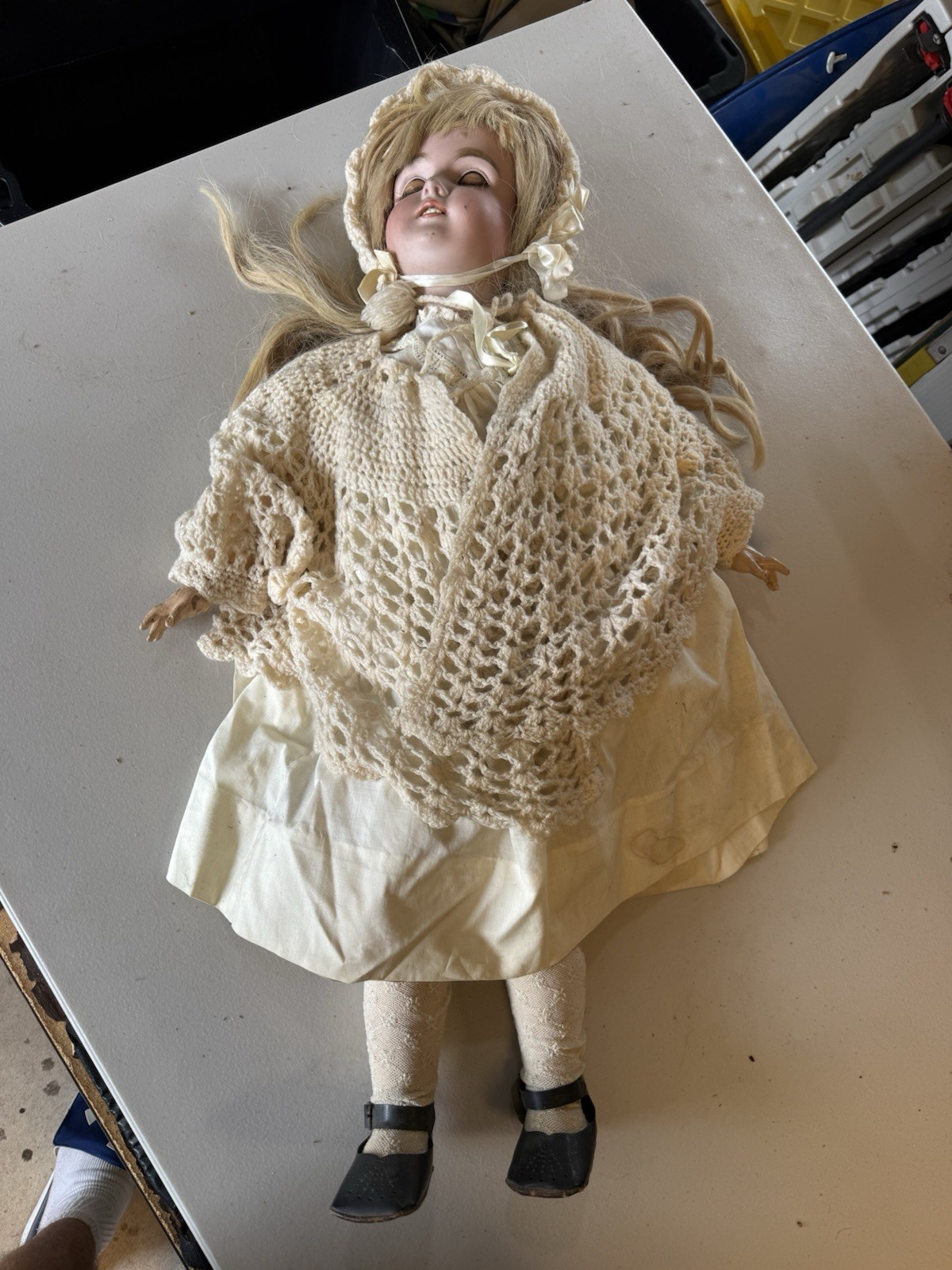 Antique J.D. Kestner 164 German Bisque Doll 25” Sleep Eyes Jointed Body