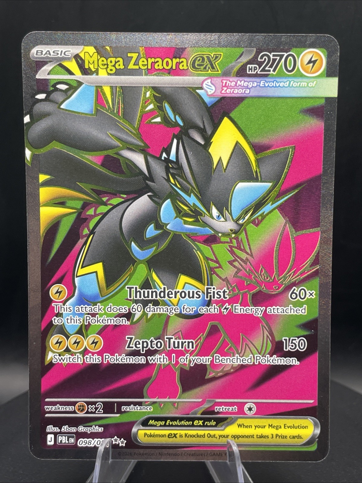 2026 Pokemon Pitch Black Mega Zeraora EX 098/084 Full Art Ultra Rare Holo EN 2026 Pokemon Pitch Black Mega Zeraora EX 098/084 Full Art Ultra Rare Holo EN
