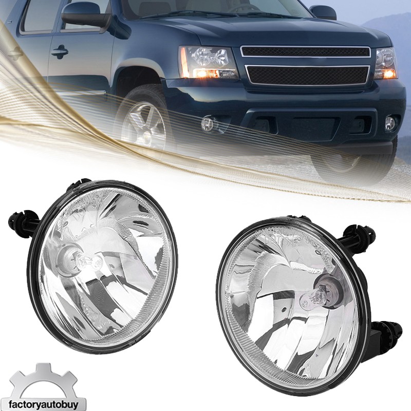 Pair For 07-13 Chevy Avalanche Suburban Tahoe GMC Clear Fog Lights Driving Lamps