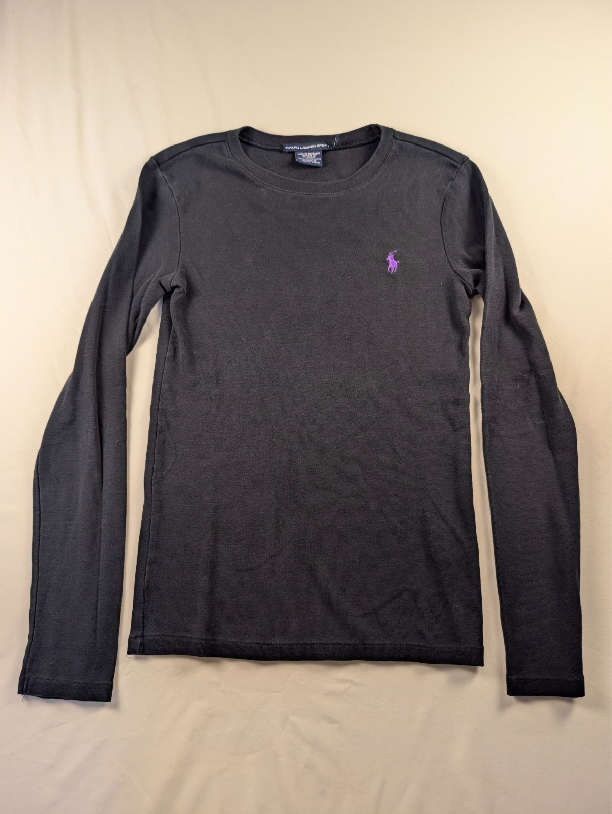 Vintage Y2K Ralph Lauren Sport Women\'s Med Black Long Sleeve Crewneck T-Shirt Vintage Y2K Ralph Lauren Sport Women\'s Med Black Long Sleeve Crewneck T-Shirt