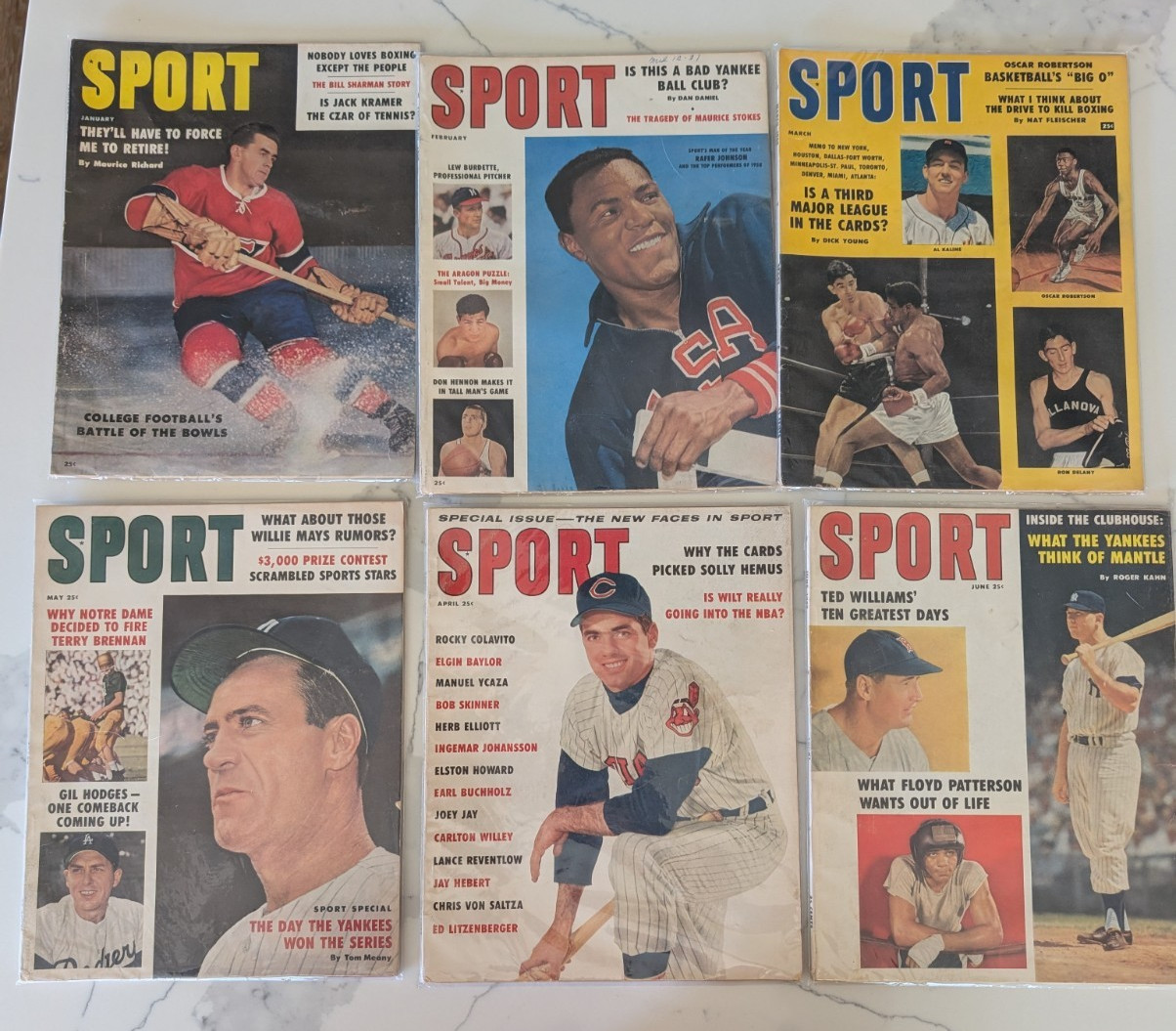 Vintage -1959 SPORT Magazine - Lot - 12 months - MANTLE - MAYS - SPAHN - MARIS