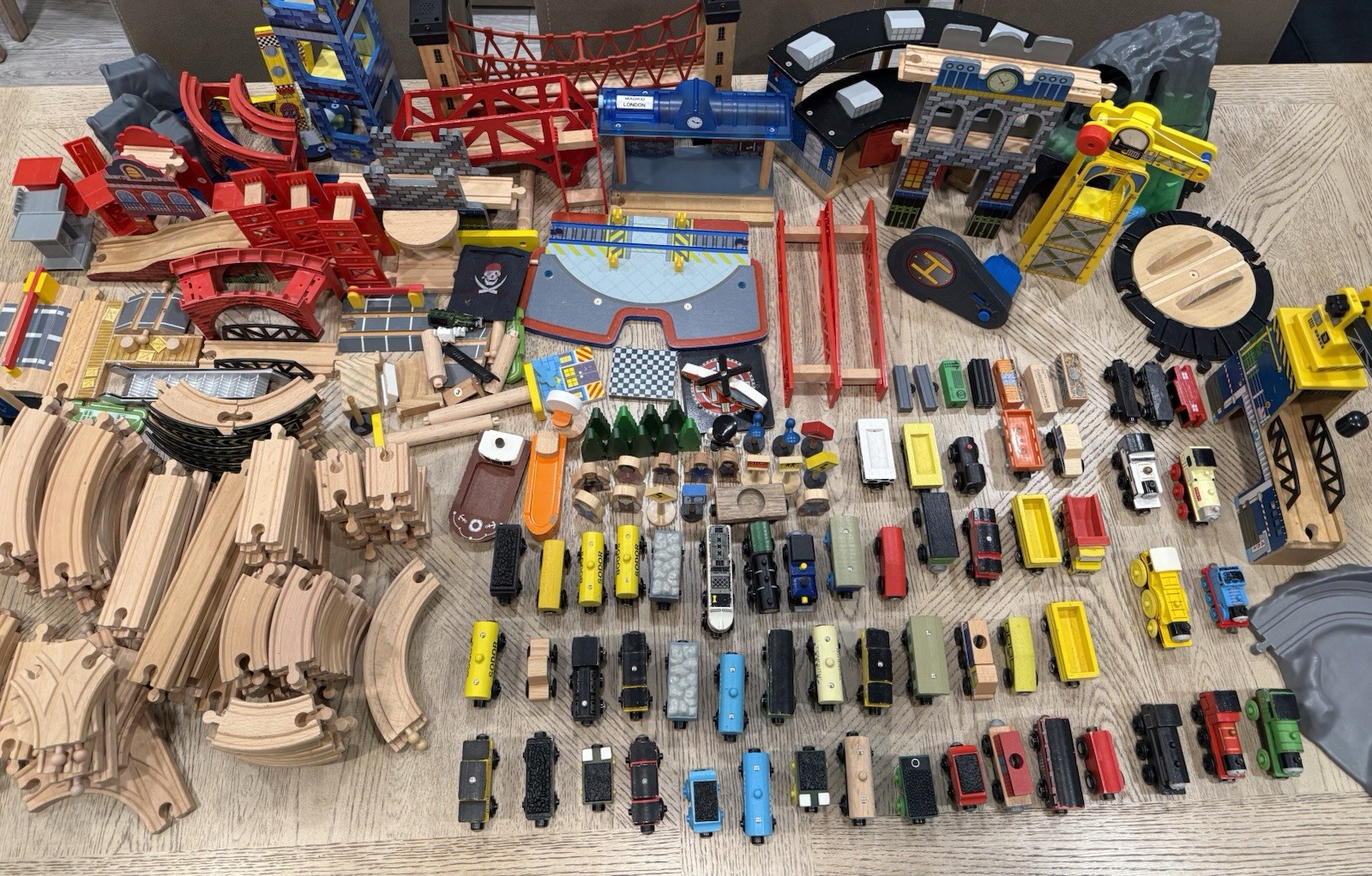 Huge Wooden Train Set Trains Tracks Bridges Buildings Accessories Thomas