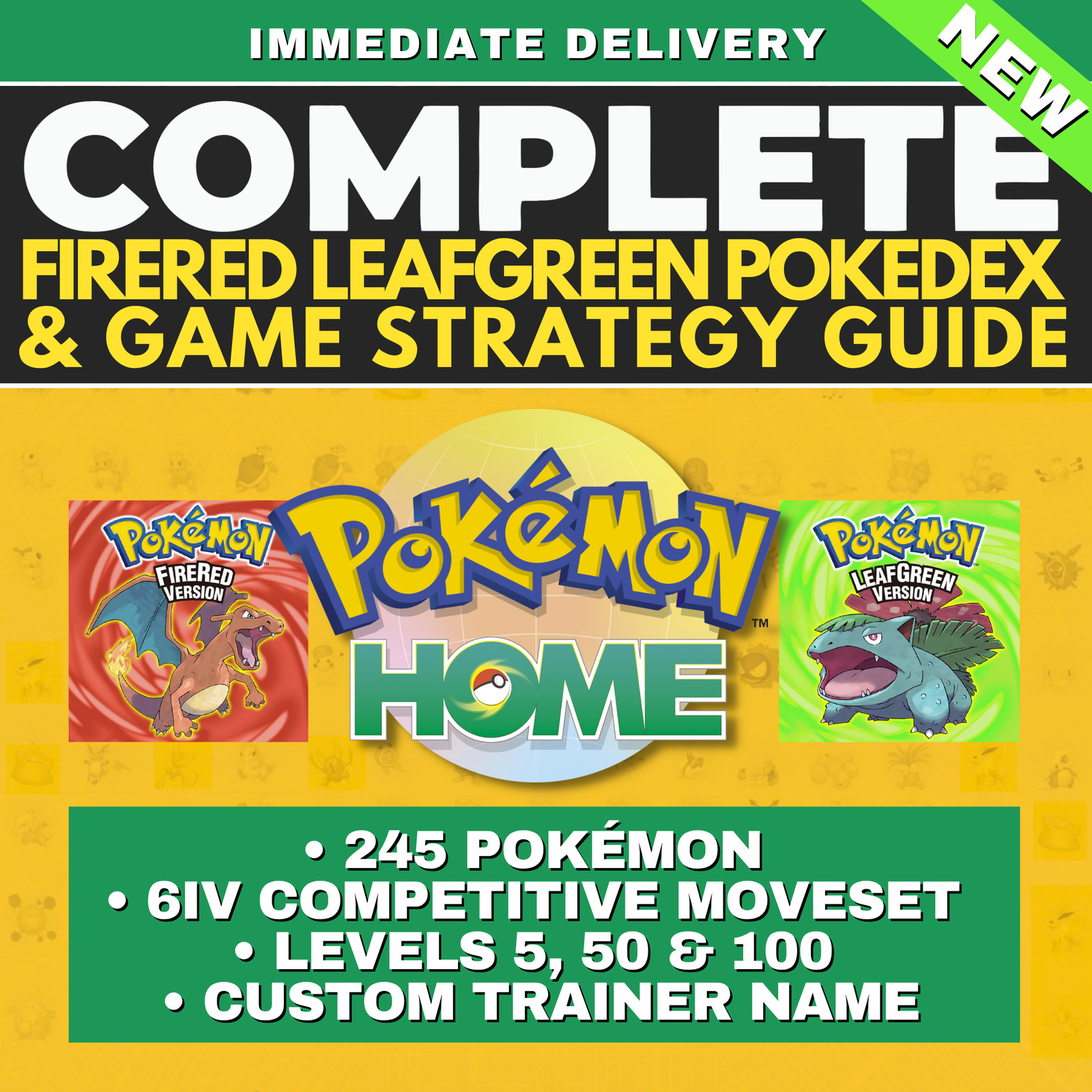 Pokémon FireRed LeafGreen Complete Shiny Living Dex HOME & Guide Pokedex Fire IV
