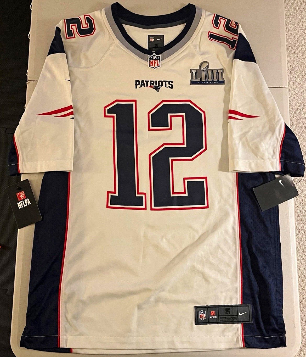 Nike NFL New England Patriots Tom Brady #12 Super Bowl LIII Jersey Men\'s S Nike NFL New England Patriots Tom Brady #12 Super Bowl LIII Jersey Men\'s S