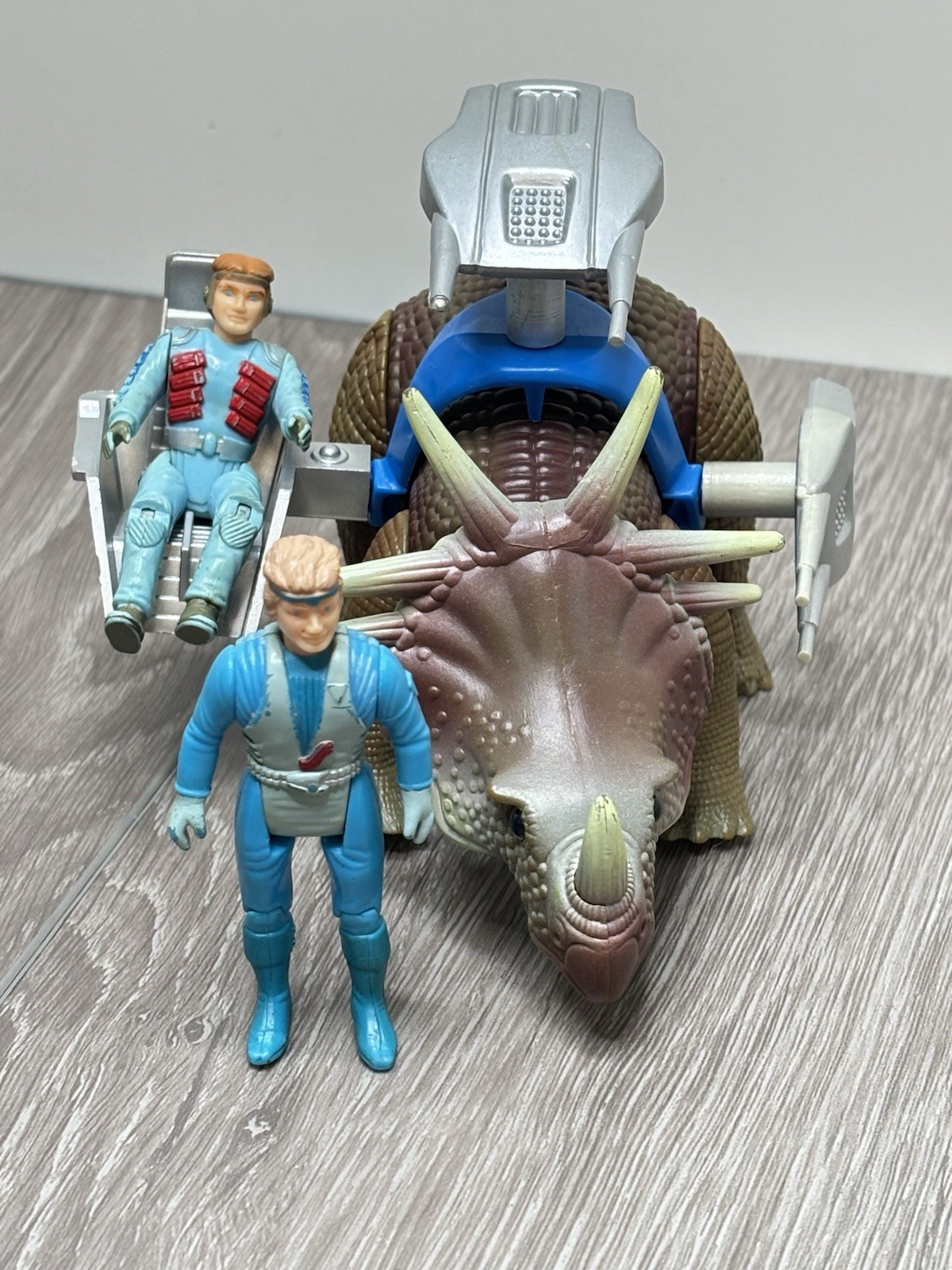 Vintage 1987 Tyco DINO-RIDERS Styracosaurus w/ Turret and Llahd 2.75\