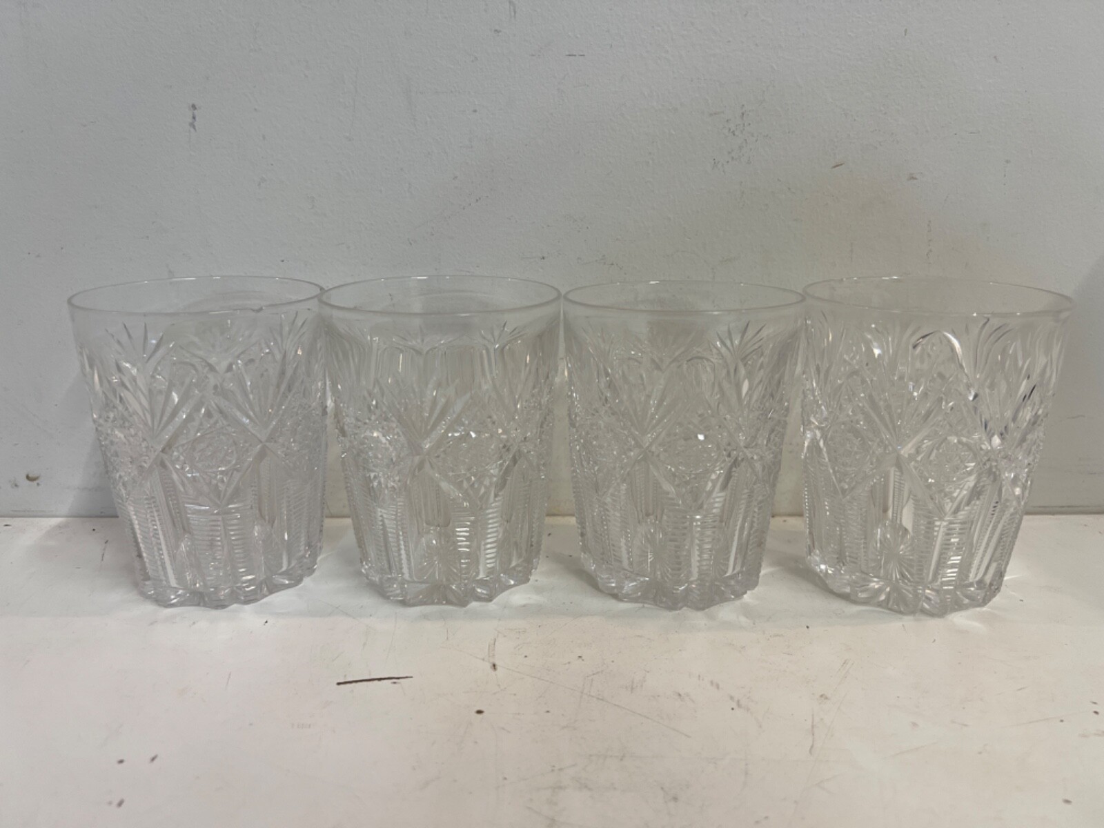 Antique Hawkes “Brunswick” Cut Glass Crystal Set of 4 Old Fashioned Glasses