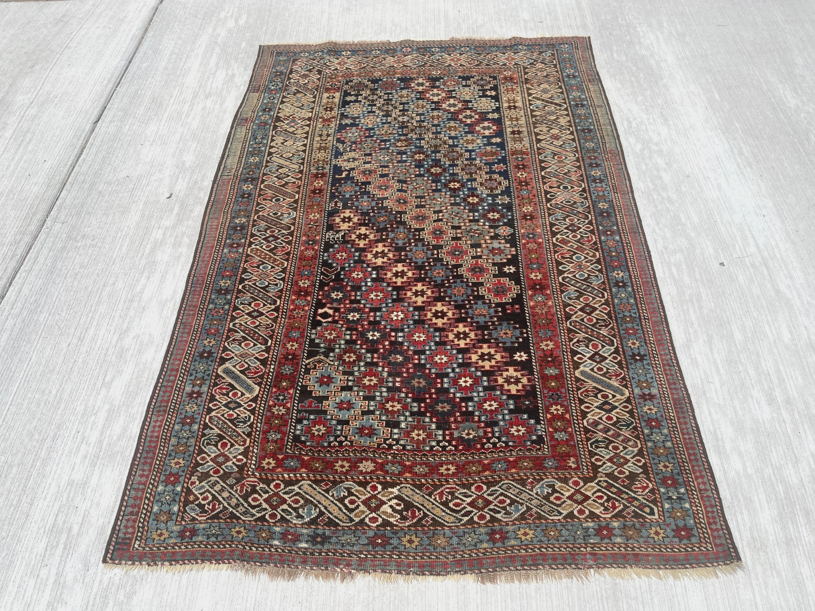 ANTIQUE 19th CENTURY TRIBAL CAUCASIAN CH CHI ORIENTAL RUG SIZE 4' 2x 6'1 ANTIQUE 19th CENTURY TRIBAL CAUCASIAN CH CHI ORIENTAL RUG SIZE 4' 2x 6'1