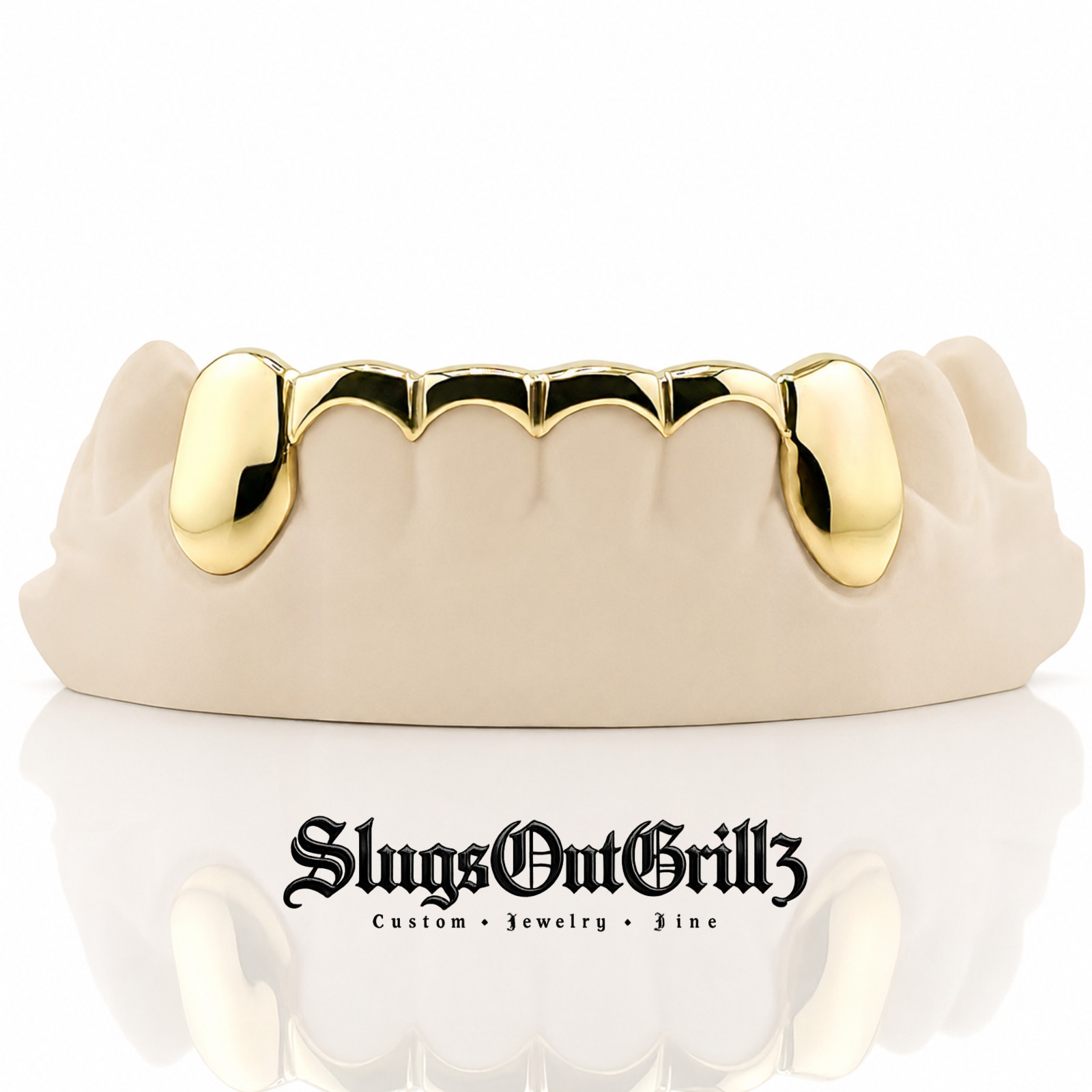 Custom 6pcs Solid with Front Bar Grillz (925 Sterling Silver/Free Mold Kit)
