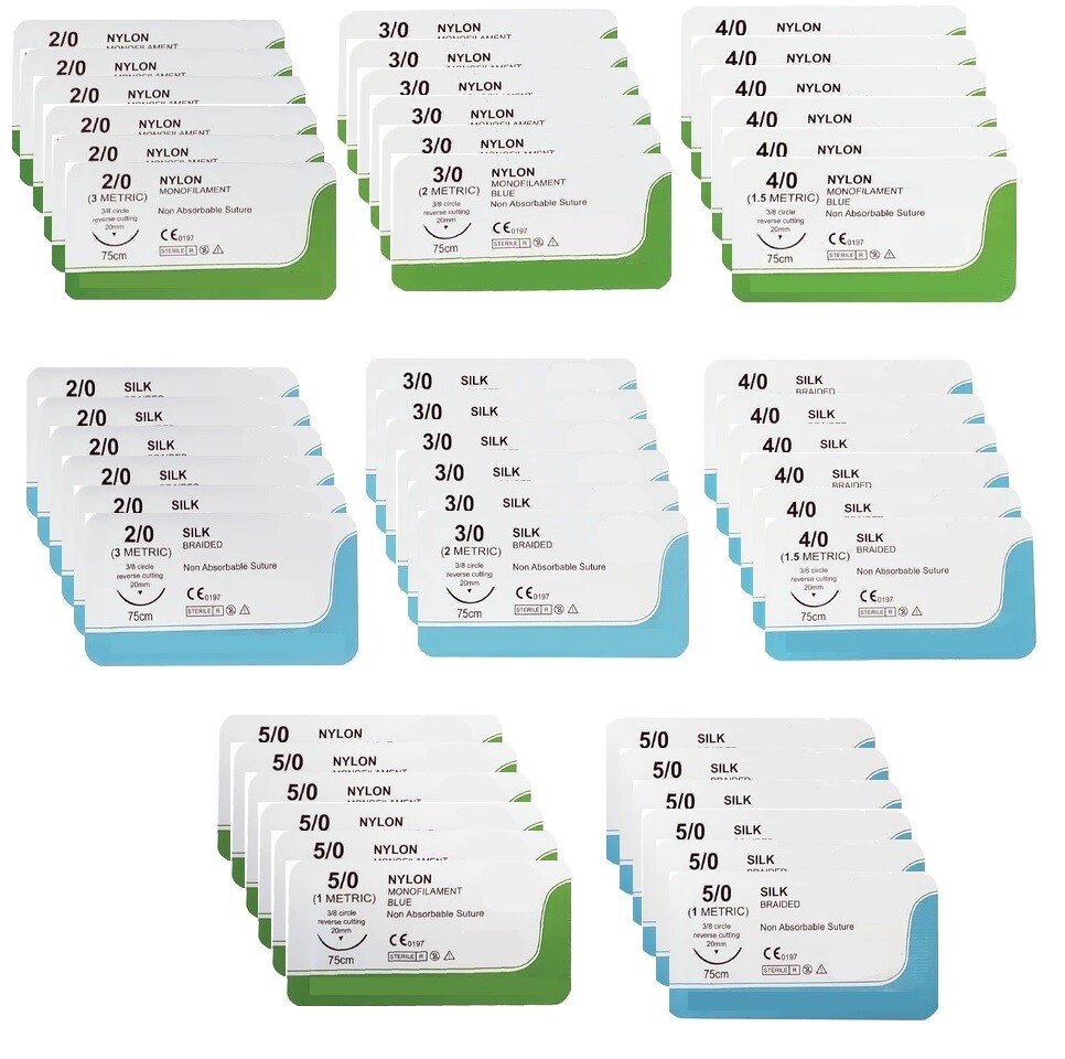 Mixed Sterile Sutures 48 Pieces Suturing Practice Kit