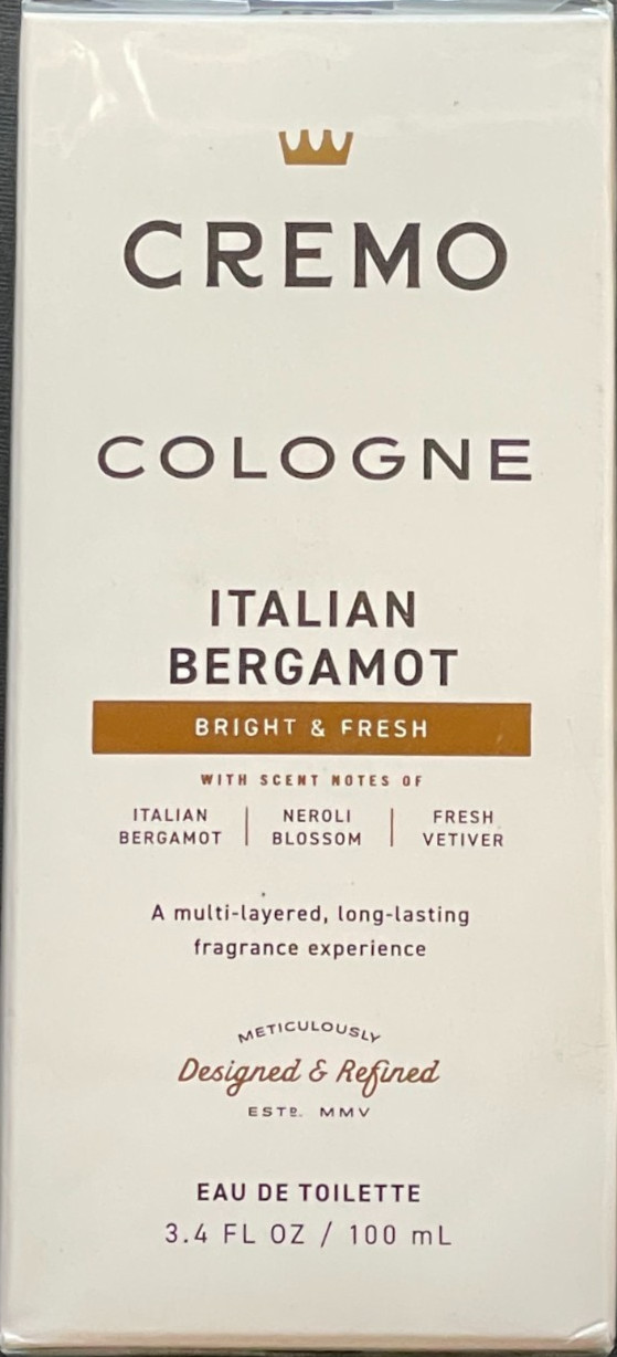 Cremo Spray Cologne - 3.4 fl oz (100 ml) - Italian Bergamot - Bright and Fresh