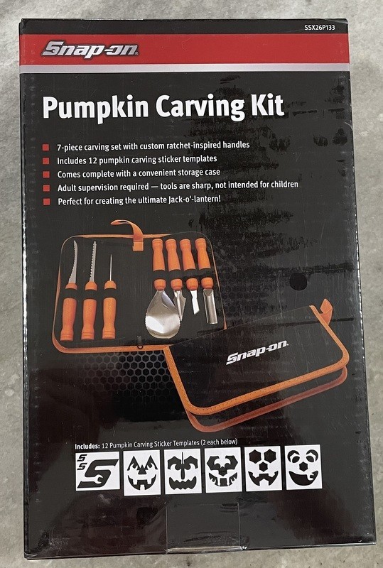 NEW Snap-on Tools ORANGE Handle Pumpkin Carving Set SSX26P133 7 Piece with Case