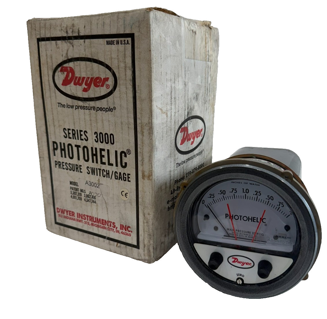 NEW DWYER A3002 PRESSURE SWITCH /GAGE SERIES 3000 NEW DWYER A3002 PRESSURE SWITCH /GAGE SERIES 3000