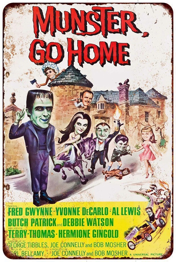 1966 Munster Go Home Movie Vintage Look Reproduction Metal sign 8 x 12 1966 Munster Go Home Movie Vintage Look Reproduction Metal sign 8 x 12