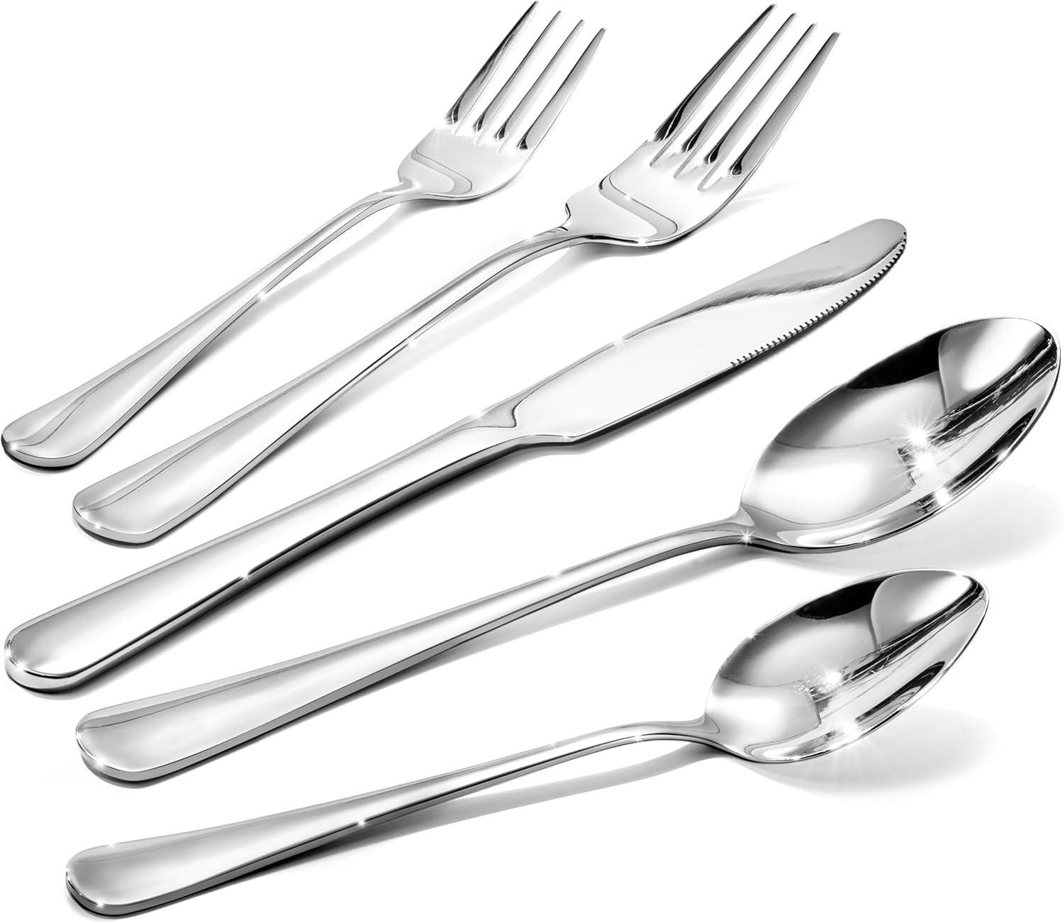 Silverware Set for 8, 40 Piece Heavy Duty 18/10 Stainless Steel Flatware Set Silverware Set for 8, 40 Piece Heavy Duty 18/10 Stainless Steel Flatware Set
