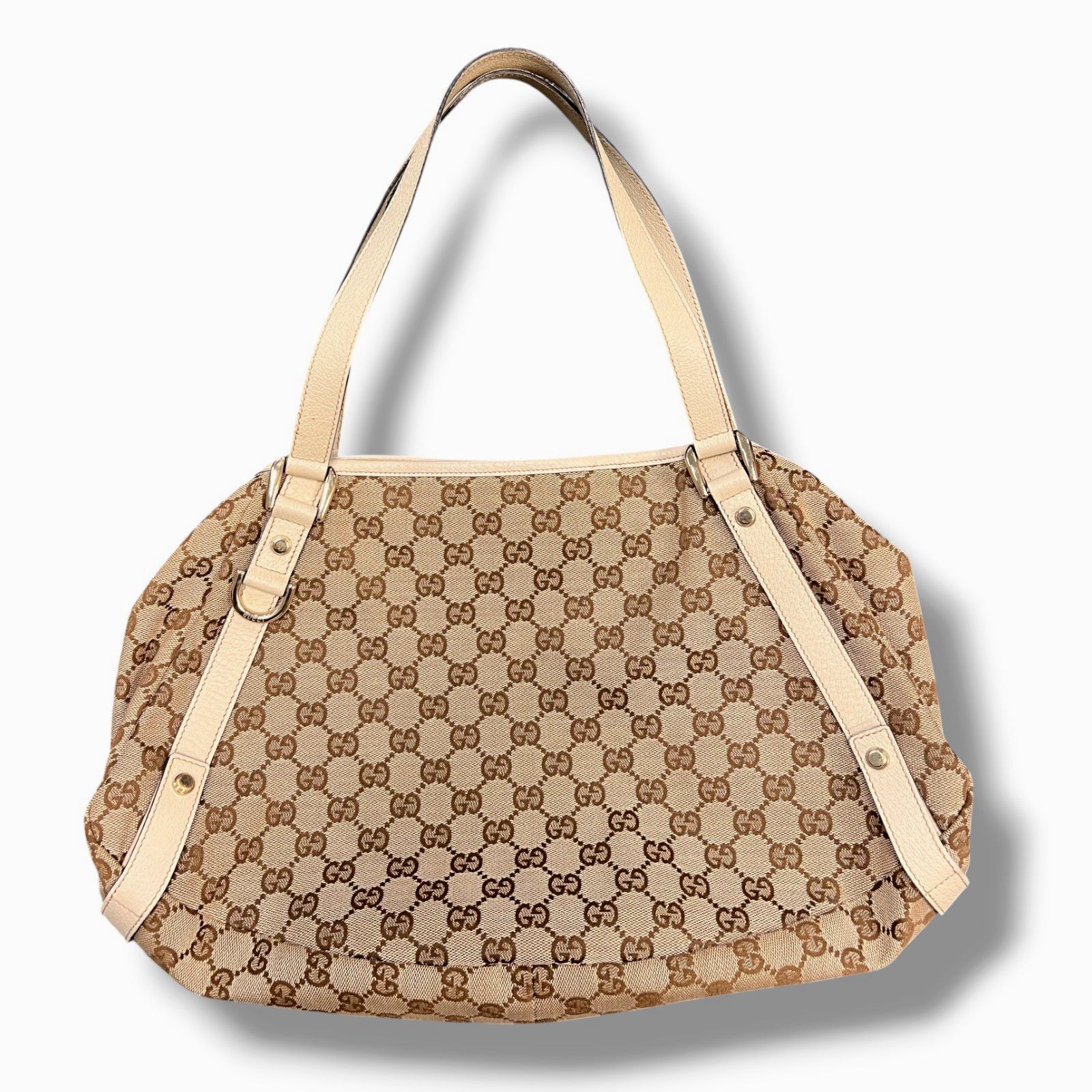 Gucci Women\'s Beige GG Abbey Canvas Shoulder Tote Purse Bag