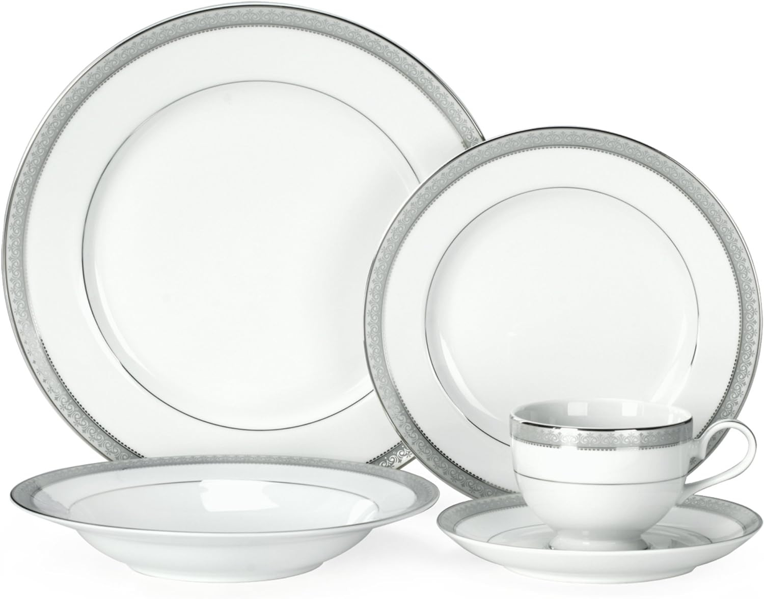 Platinum Crown 40-Piece Dinnerware Set, Service for 8