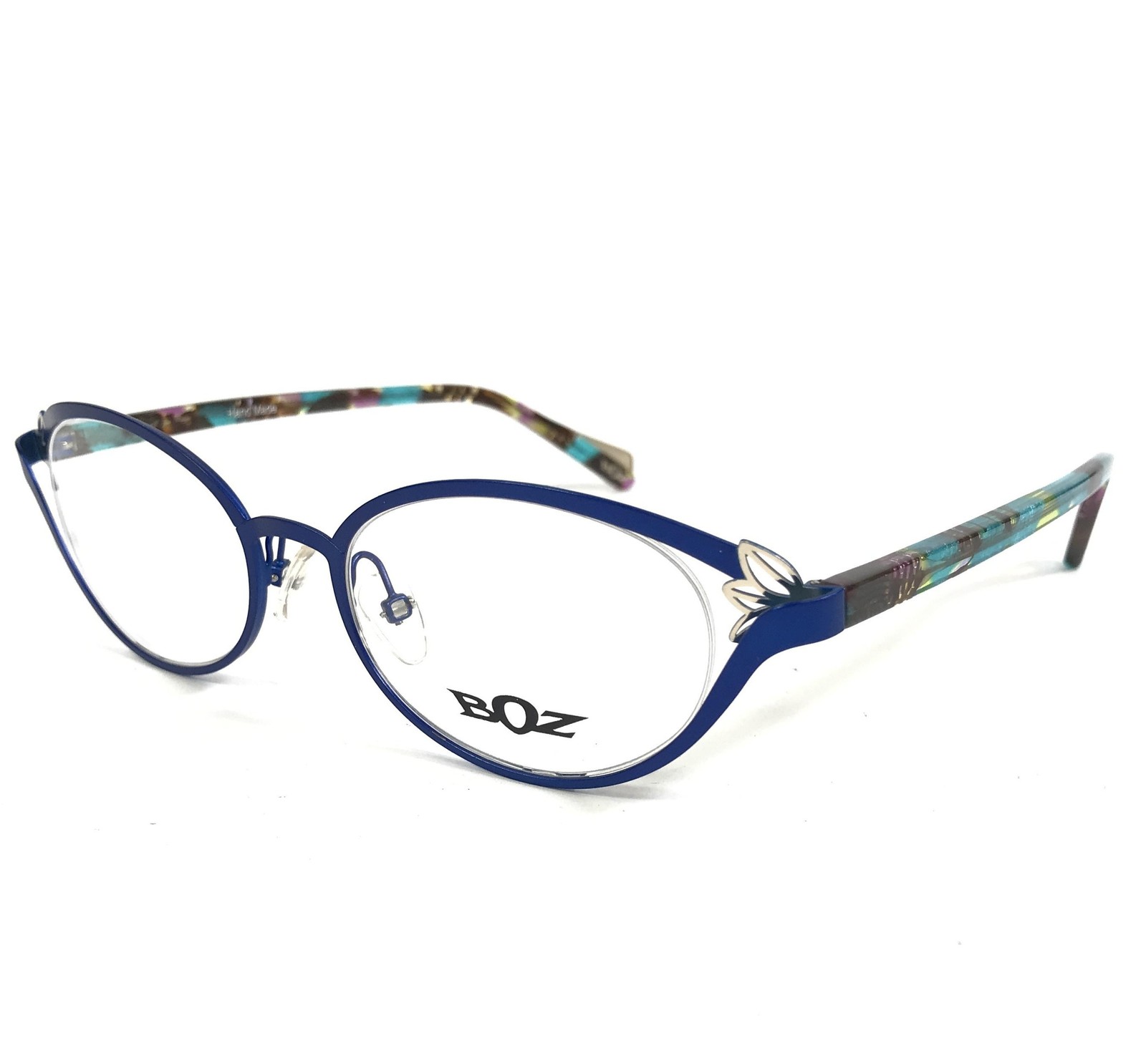 BOZ Eyeglasses Frames GUSTINE 2055 Blue Multicolor Cat Eye Full Rim 49-17-140